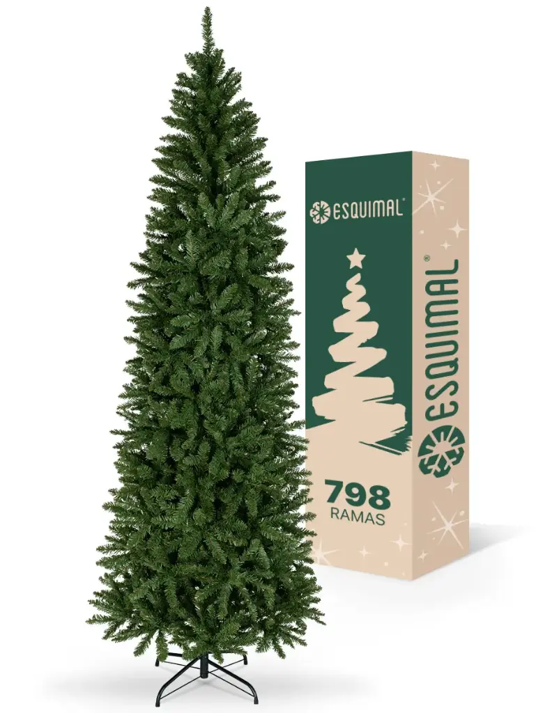 ÁRBOL DE NAVIDAD VERDE OLIVO DELGADO PINO CANADIENSE