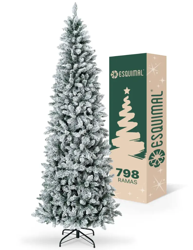 ÁRBOL DE NAVIDAD VERDE NEVADO DELGADO PINO CANADIENSE