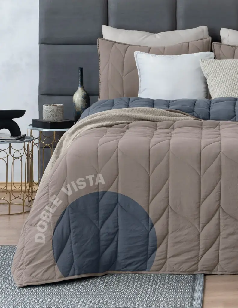 EDREDÓN DUVET TRENZADO BEIGE-AZUL