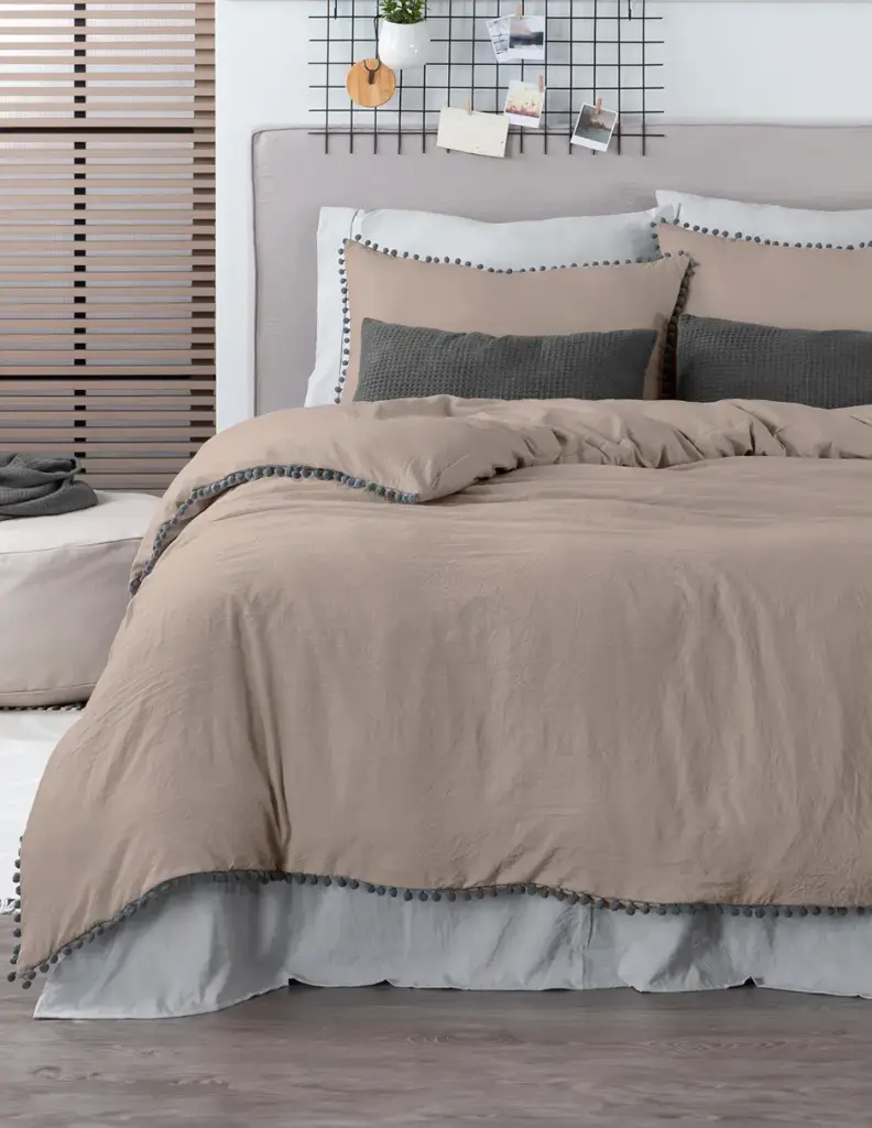 FUNDA DUVET POMPONES PALO DE ROSA