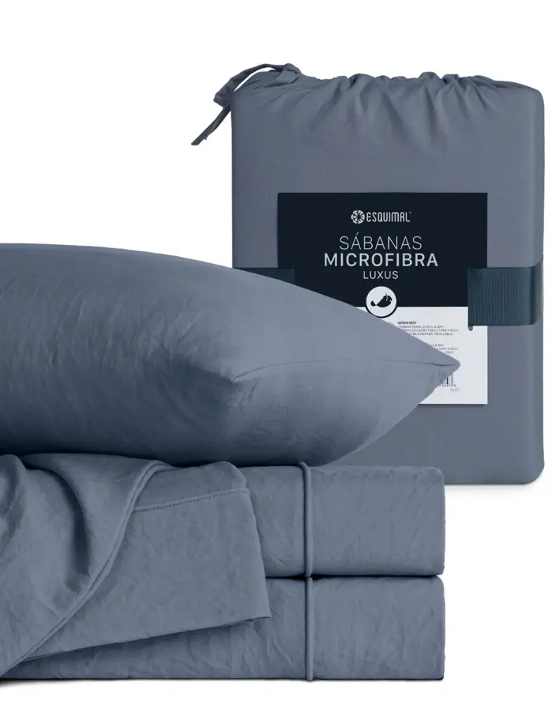 SABANA MICROFIBRA PRELAVADA AZUL