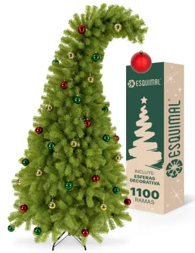[CHCT418] ARBOL DE NAVIDAD GORRO DE SANTA VERDE + ESFERAS 1110 RAMAS