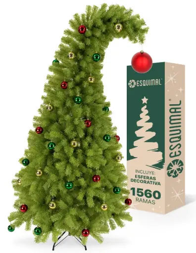 [CHCT419] ARBOL DE NAVIDAD GORRO DE SANTA VERDE + ESFERAS 1560 RAMAS