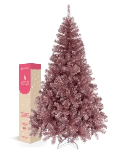 ÁRBOL DE NAVIDAD METÁLICO ROSA FRONDOSO CÓNICO CEDRO DEL HIMALAYA 