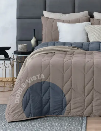 EDREDÓN DUVET TRENZADO BEIGE-AZUL