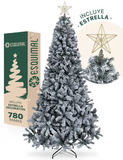 ÁRBOL DE NAVIDAD NEVADO CLÁSICO FORMA CÓNICA