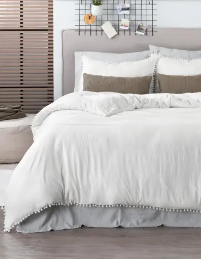 FUNDA DUVET POMPONES BLANCO