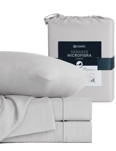SABANA MICROFIBRA PRELAVADA GRIS CLARO