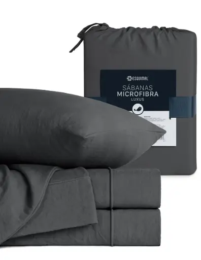 SABANA MICROFIBRA PRELAVADA NEGRO